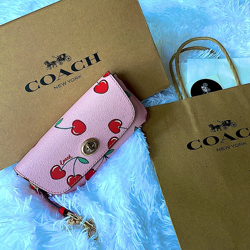Coach Cherry Print Sunglass Case - Picture 2 of 11